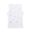 Minimalist Star-Print Knitted Tank Top — White