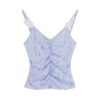 Floral Print V-Neck Tank — Blue
