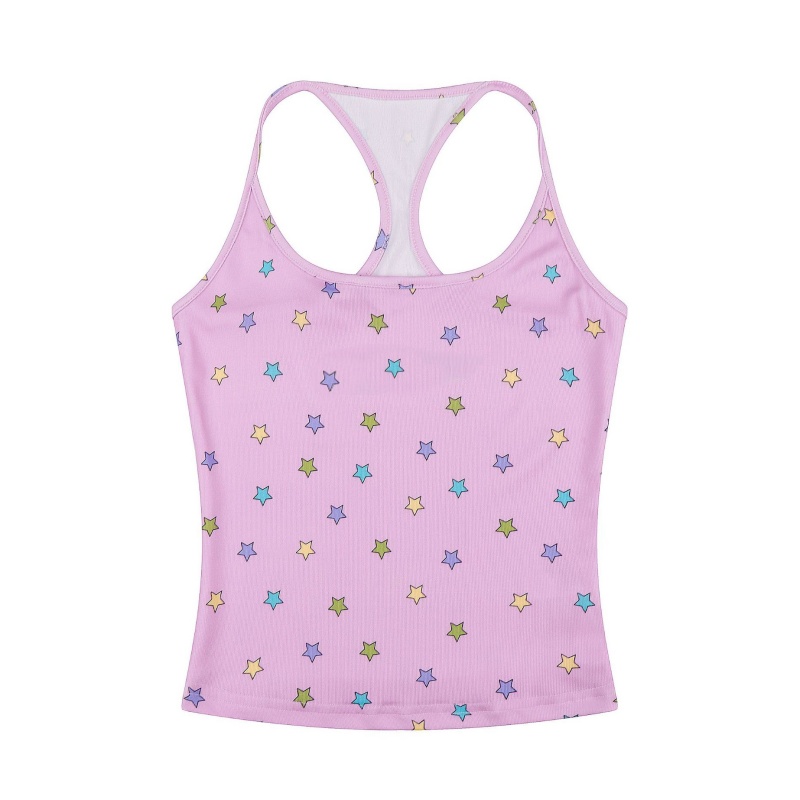 Retro All-Over Star Print Tank Top — Pink