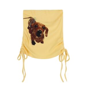 Puppy Print Strapless Tank Top-Yellow